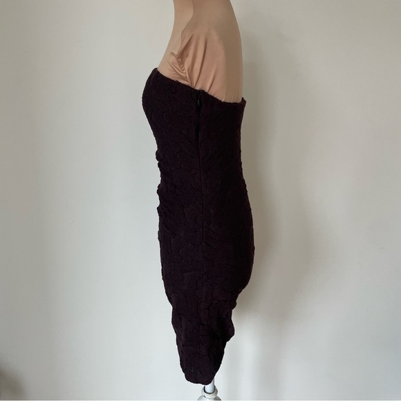 A.L.C. Strapless Brown Lace Ruched Bodycon Cocktail Party Dress 6314DL Size 0 - Picture 2 of 10